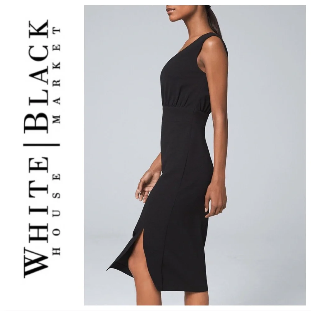 NWT White House Black Market Knit Sheath Black Dress